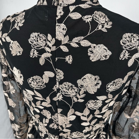 Altar'd State Malvern Black Rose Gold Floral Choker Neckline Mini Dress Party - Picture 5 of 13